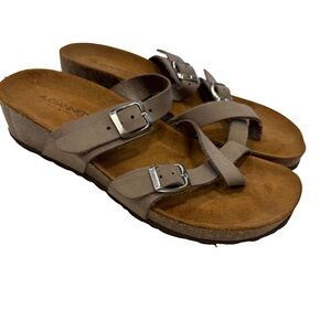 A. Giannetti Leather Comfort Women’s Sandals Italy light gray Sz 8-8.5